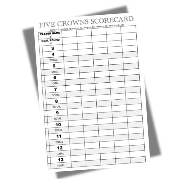 Crowns Card Game Scorecards: Over 100 Spacious Scorecards