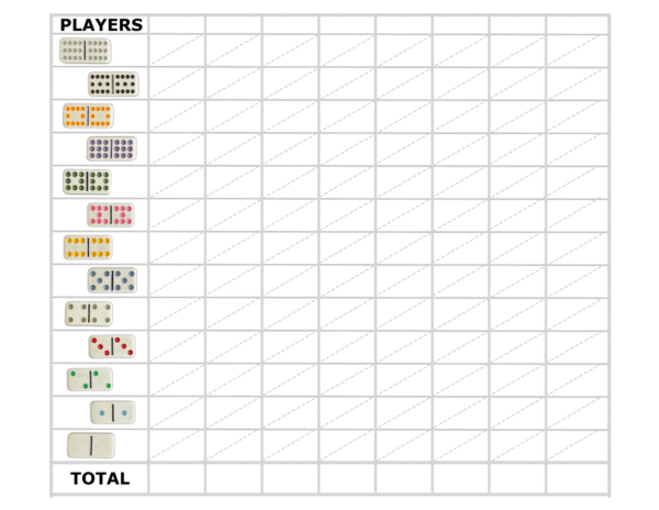 Mexican Train Dominoes Game Scorecards