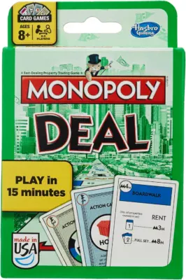 Monopoly Deal Card Game | Quick-Playing Card Game | Fun Games for Families and Kids | Ages 8 and Up | 2 to 5 Players | 15 Mins